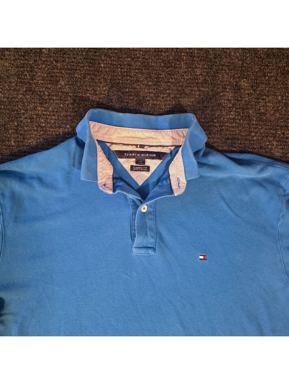 Tommy Hilfiger Classic Fit Blue Polo Shirt Large Y2k